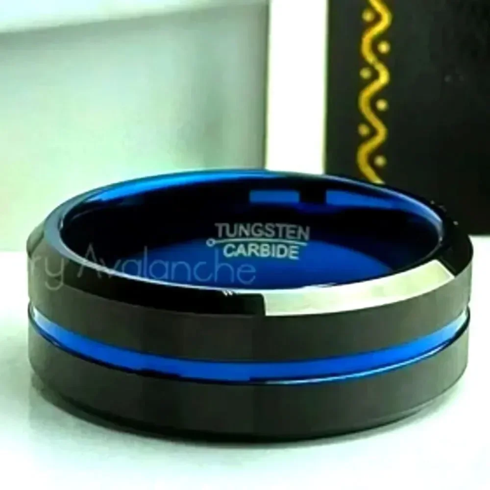 Black & Blue Tungsten Ring